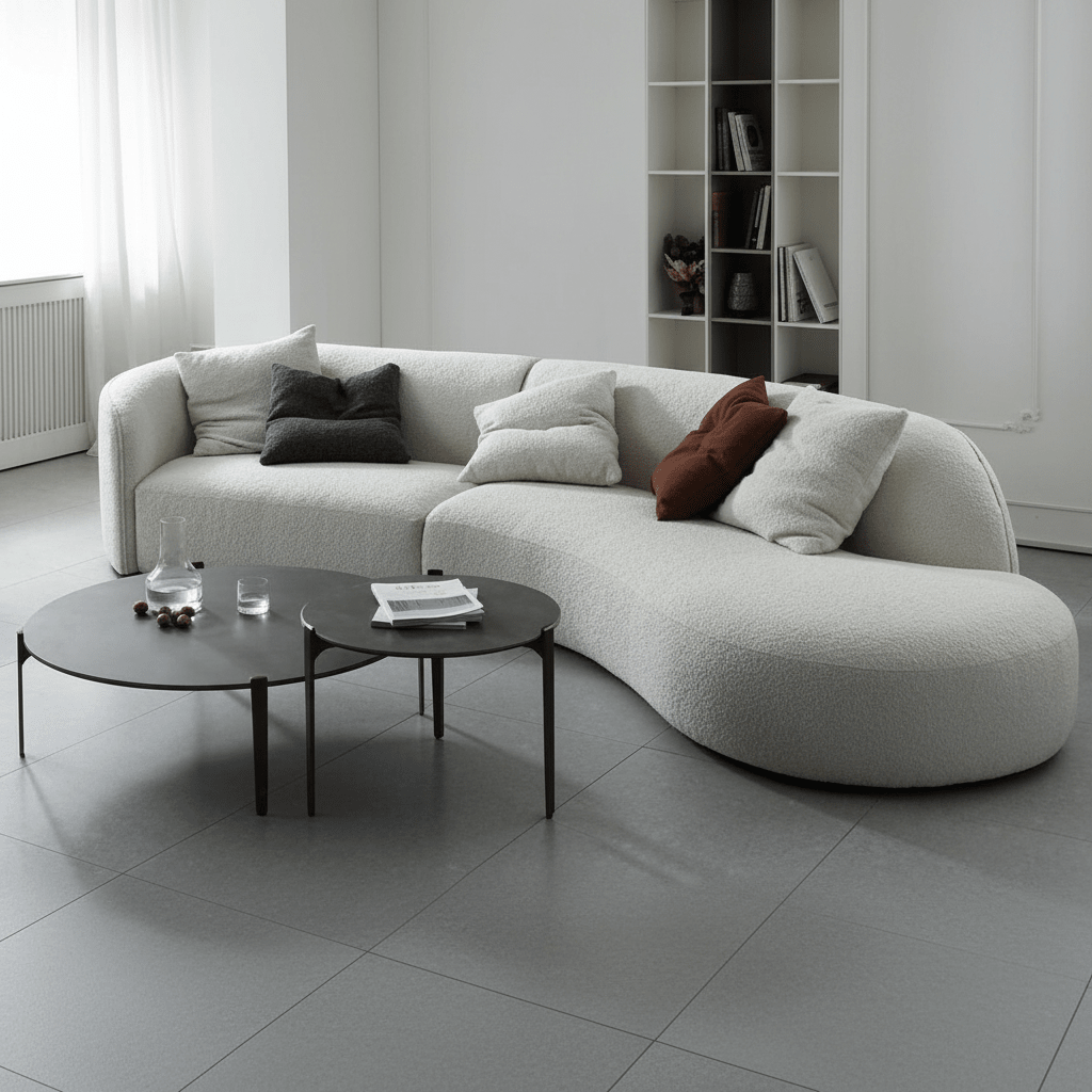 Alhome grey Boucle 3 Seater Sofa - 110110982-a Sofas & Loveseats| Alhome