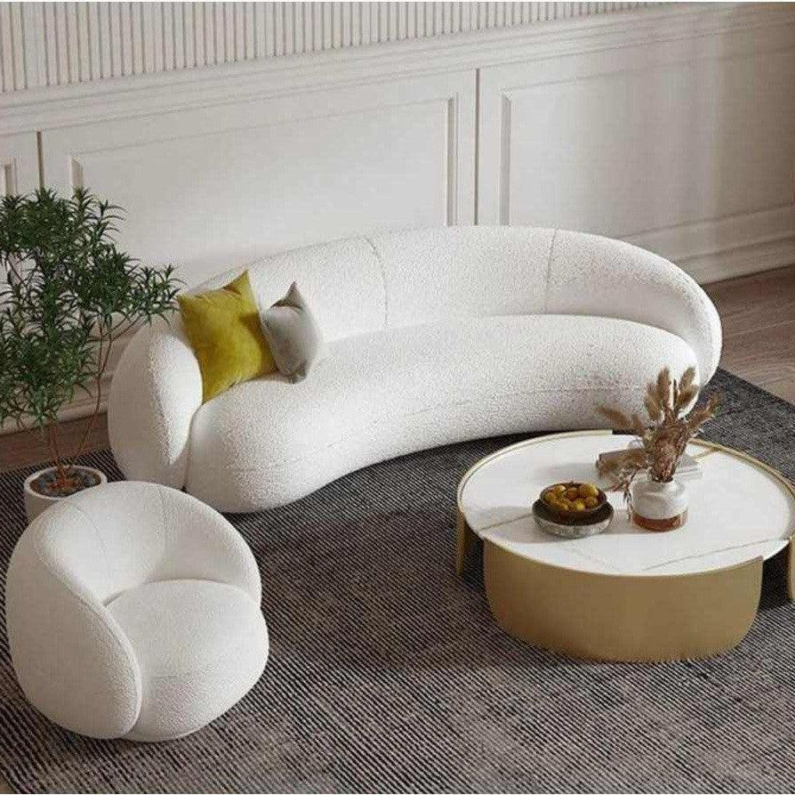Alhome Living Room Boucle Set of 2 Pieces - White - AL-141-a Living Room Sets| Alhome