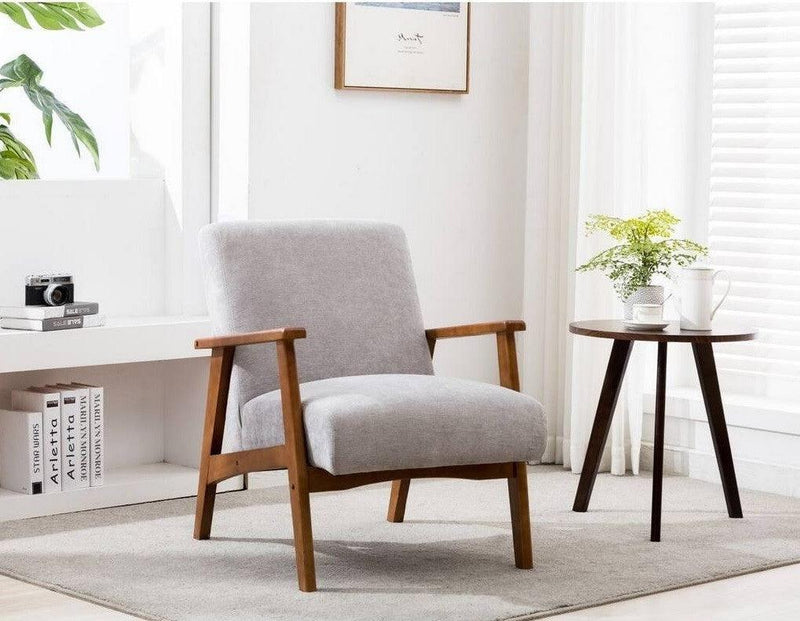 Alhome side chair made of Swedish wood and linen - gray - AL - 587 - Al Rugaib Furniture