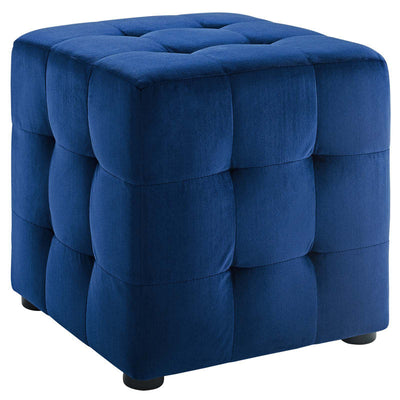 Alhome Velvet Pouf - Malaysian Wood (40x40x45) - Al Rugaib Furniture