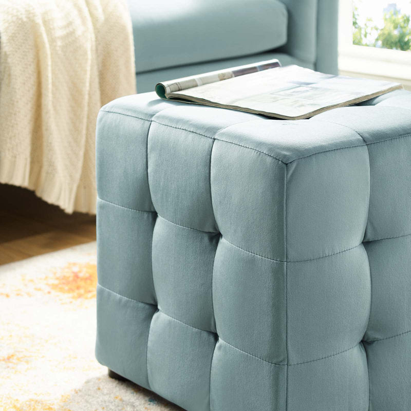 Alhome Velvet Pouf - Malaysian Wood (40x40x45) Ottomans| Alhome