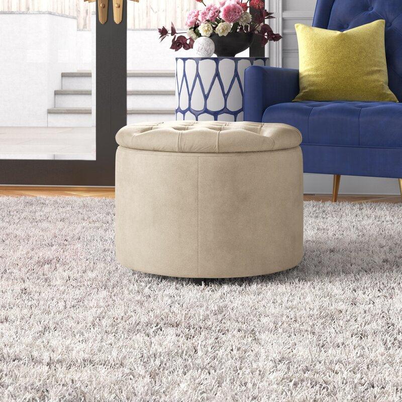 Alhome Velvet Pouf Malaysian Wood, Velvet Fabric (36x36x46) - Al Rugaib Furniture