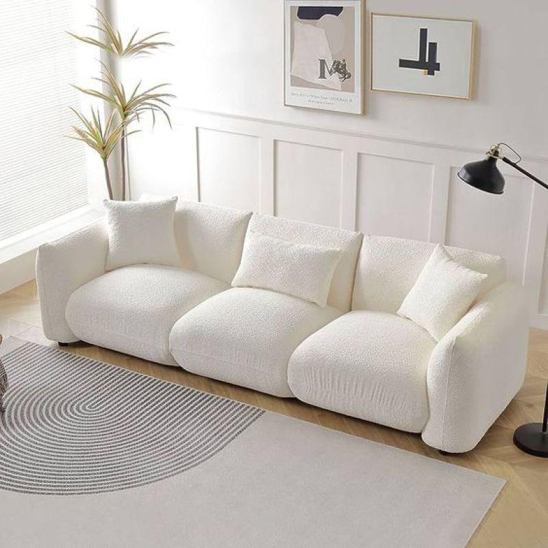Alhome White Boucle 3 Seater Sofa - 110110881 Sofas & Loveseats| Alhome