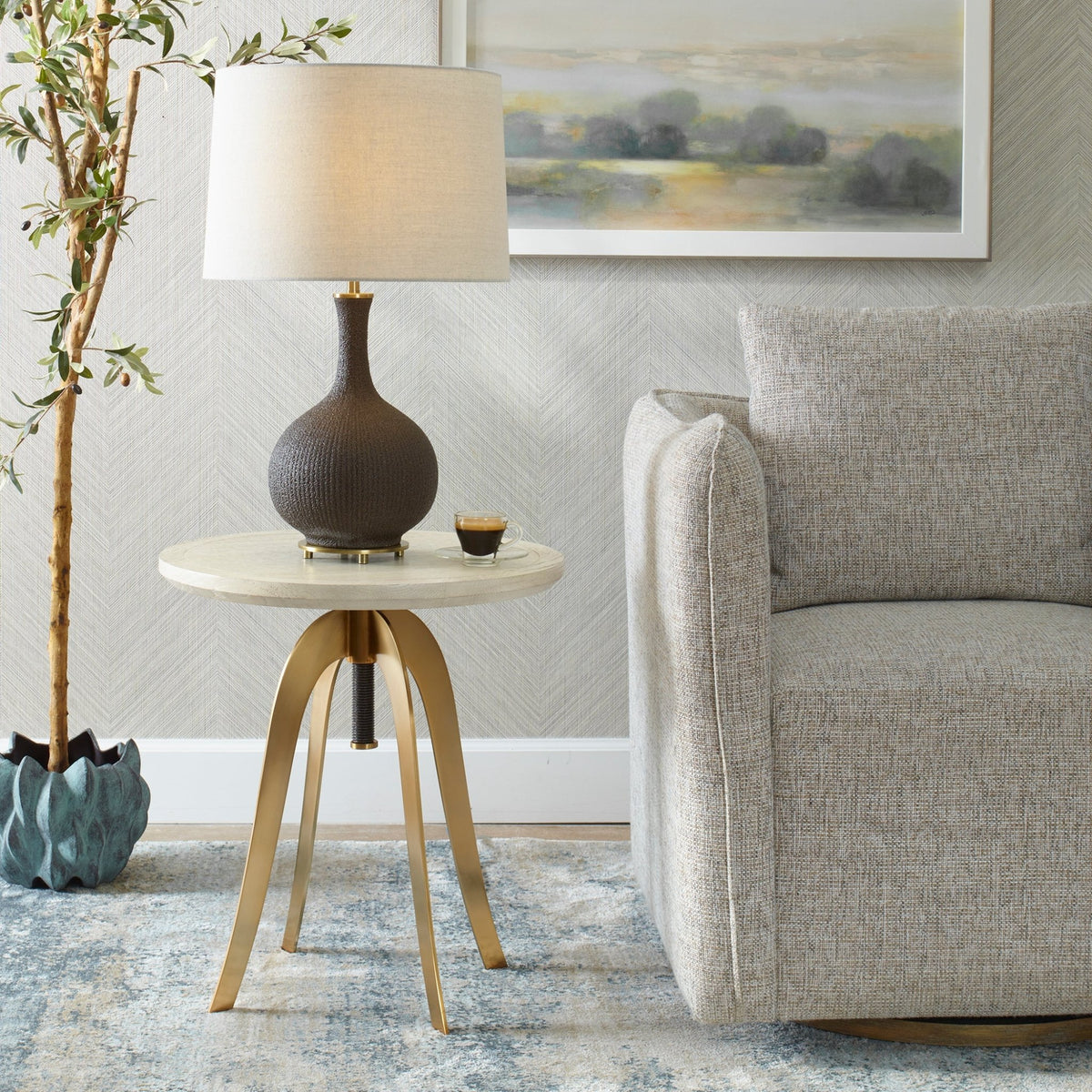 Alice Oak Adjustable Accent Table Accent & End Tables| Uttermost