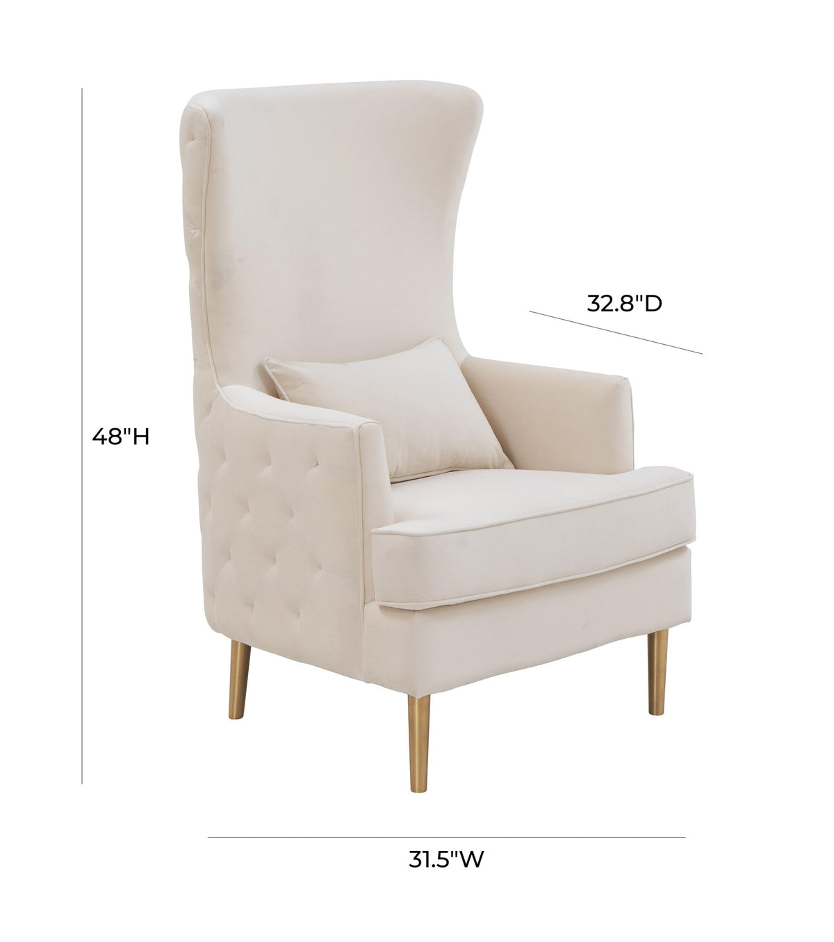 Alina Cream Tall Tufted Back Chair Chairs| TOV
