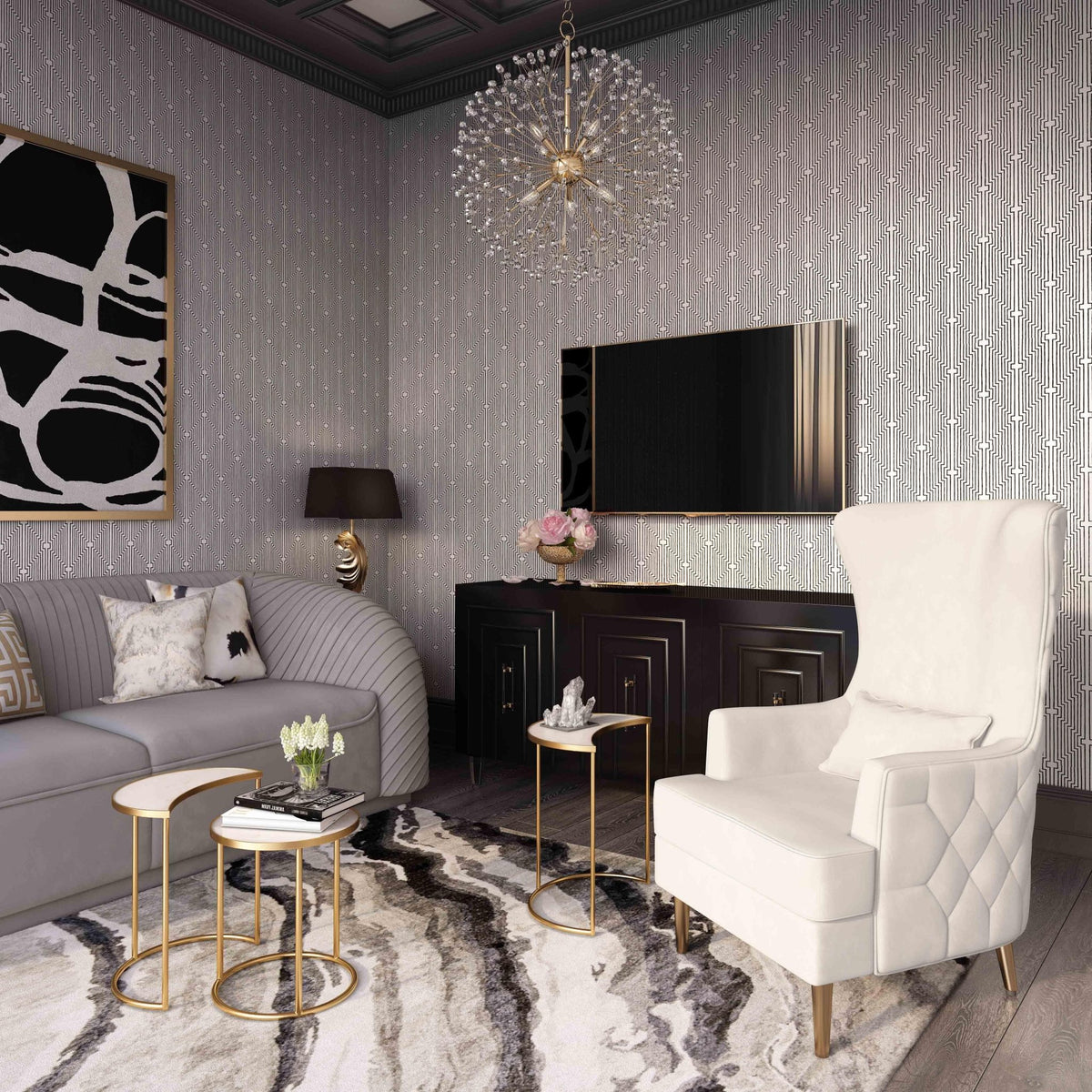 Alina Cream Tall Tufted Back Chair Chairs| TOV