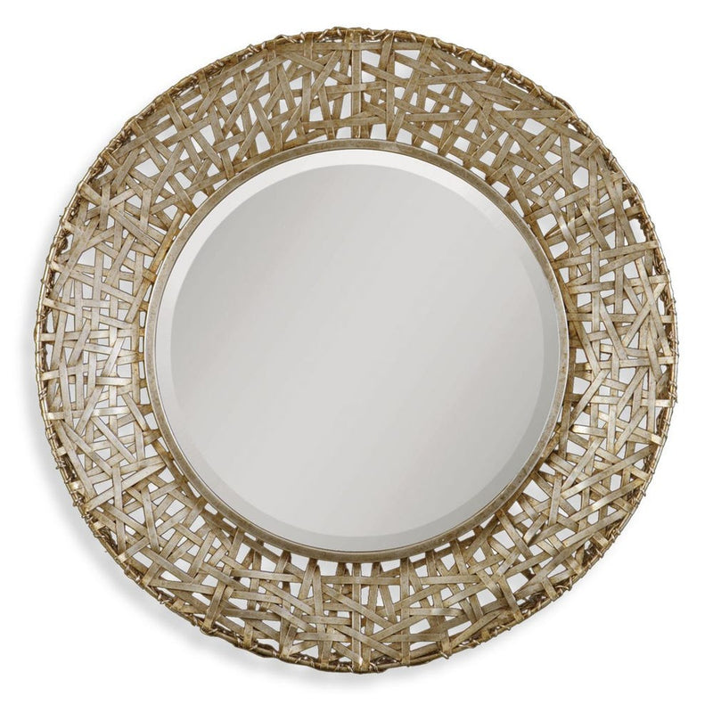 Alita Champagne Round Mirror - Al Rugaib Furniture