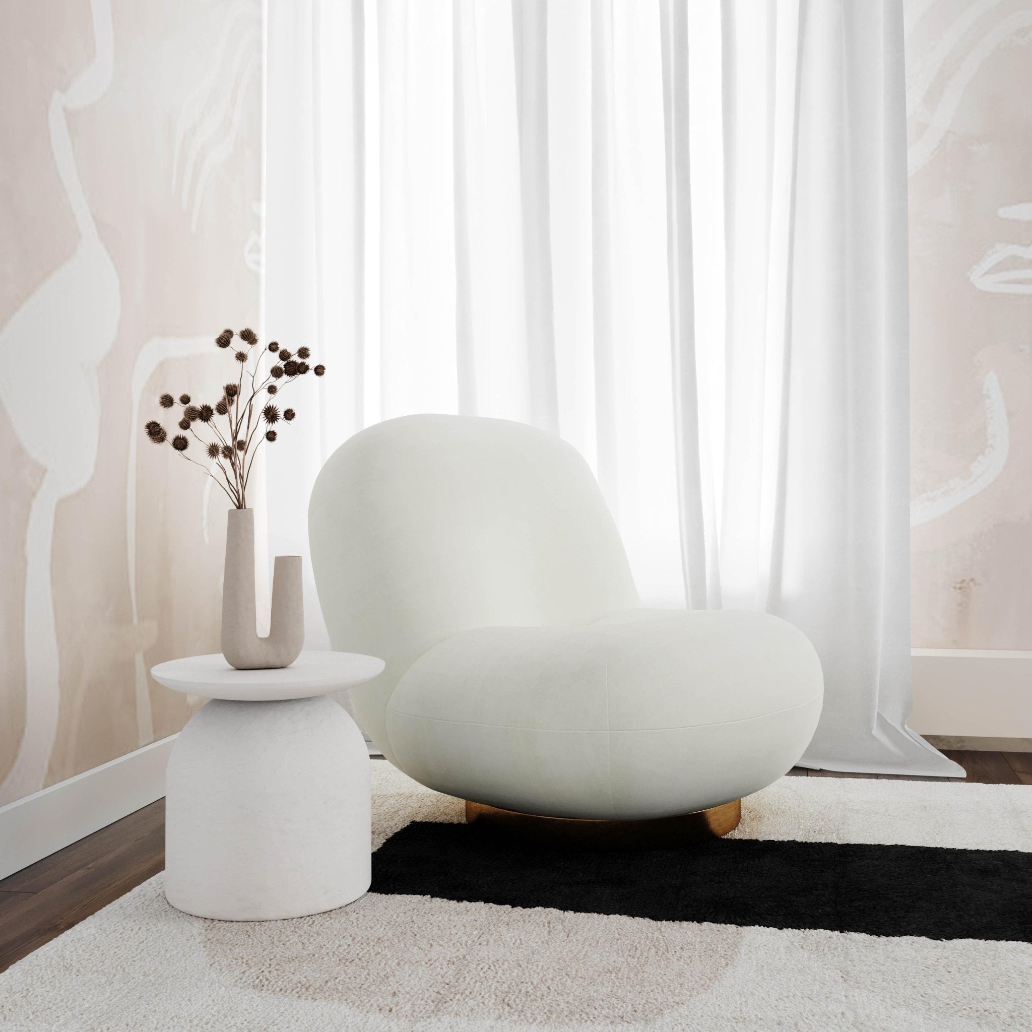 Aloe White Concrete Side Table Accent & End Tables| TOV