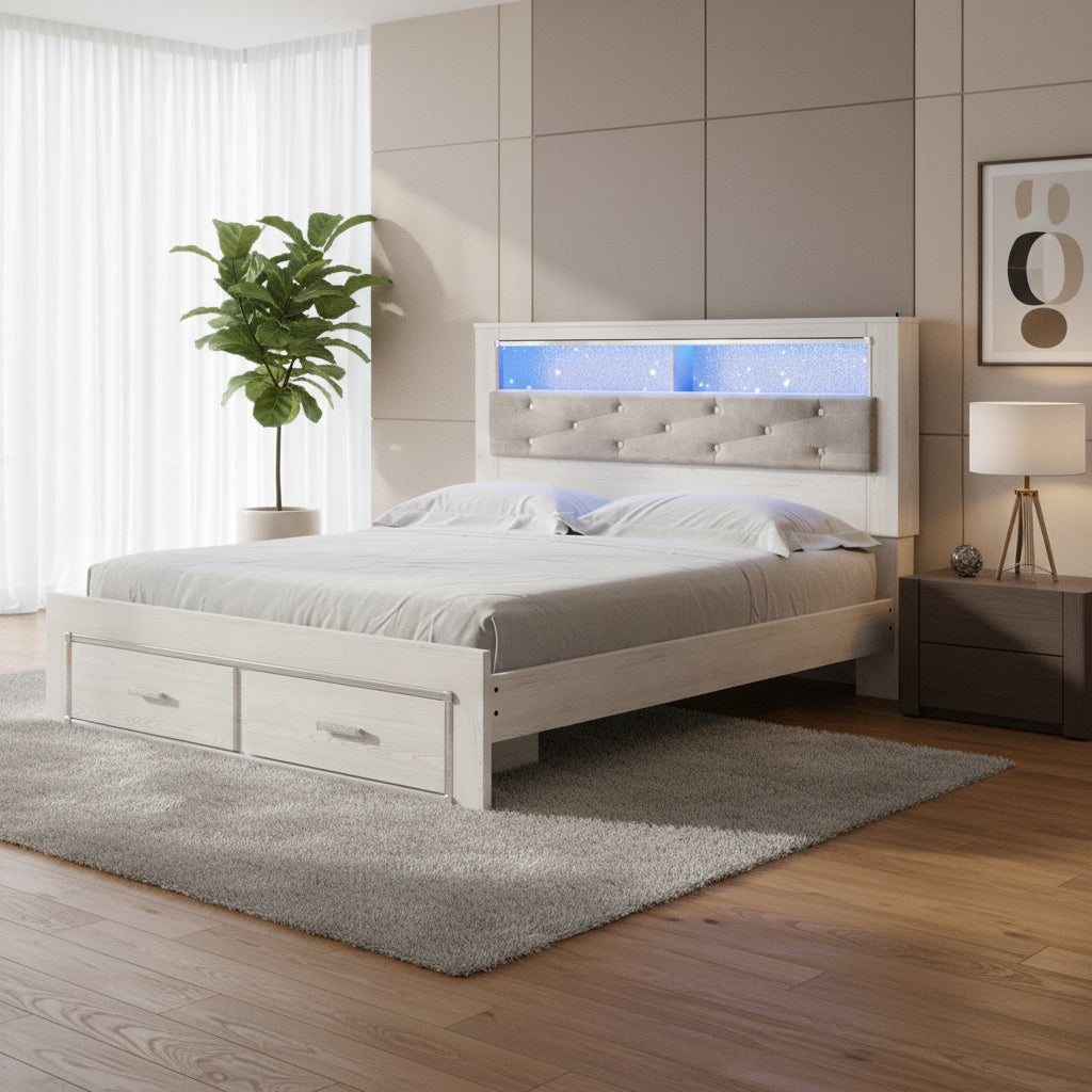 Altyra King Upholstered Bookcase Bed with Storage Beds| Ashley Homestore