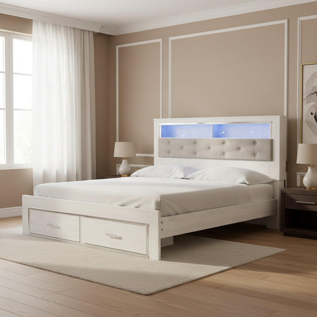 Altyra King Upholstered Bookcase Bed with Storage Beds| Ashley Homestore