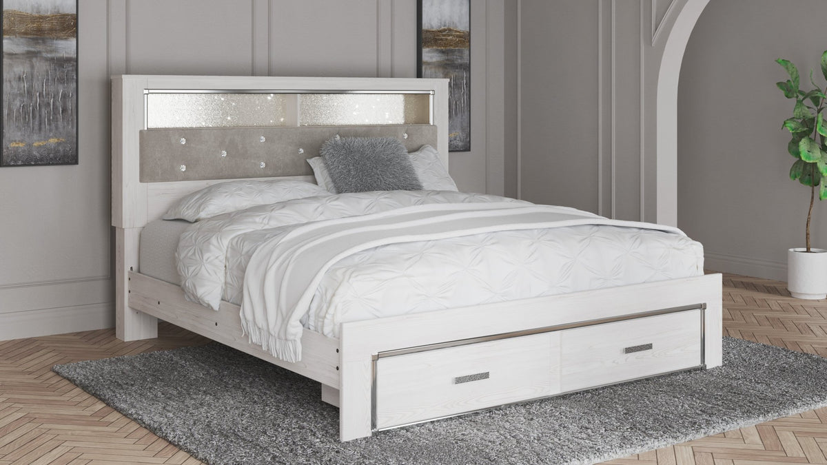 Altyra Queen Upholstered Bookcase Bed with Storage Beds| Ashley Homestore