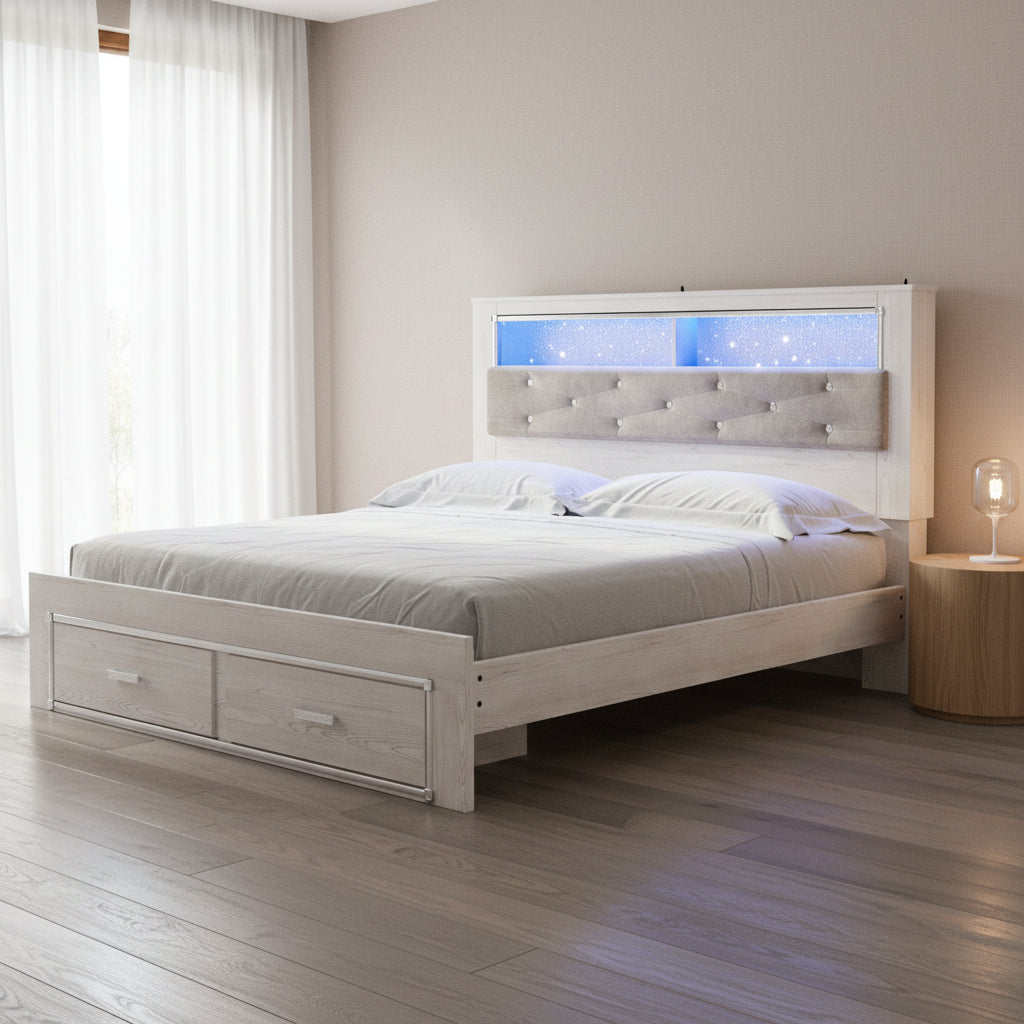 Altyra Queen Upholstered Bookcase Bed with Storage Beds| Ashley Homestore
