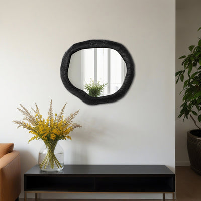 ALUM,18",HAMMERED OUTLINED MIRROR,MATTE BLACK - Al Rugaib Furniture