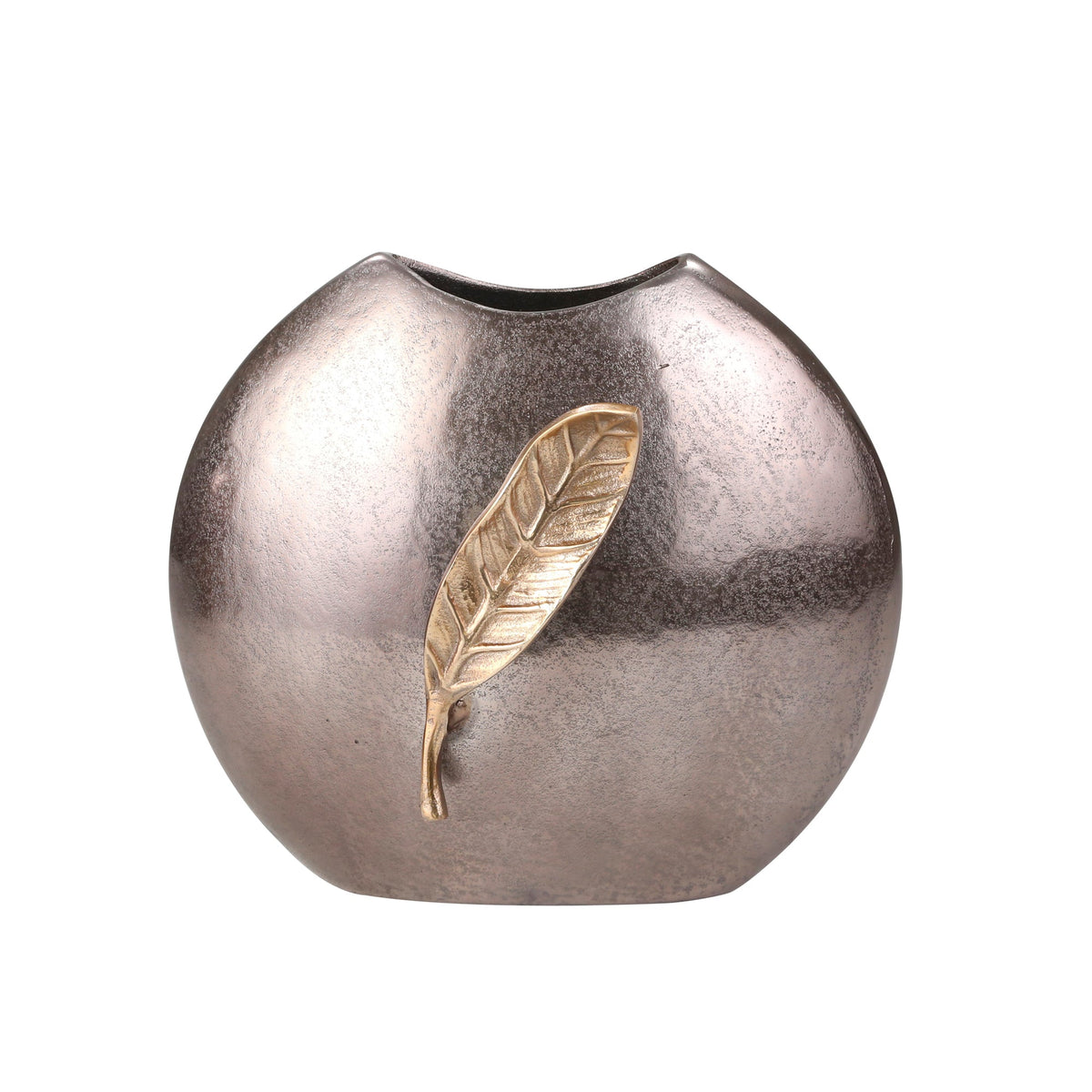 ALUMINUM 14" ROUND VASE W/ GOLD LEAF, BRONZE Vases and Jars| Sagebrook Home