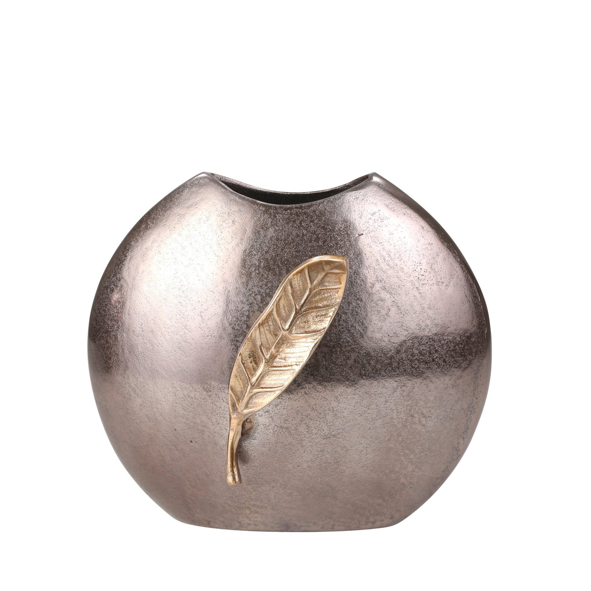 ALUMINUM 14" ROUND VASE W/ GOLD LEAF, BRONZE Vases and Jars| Sagebrook Home