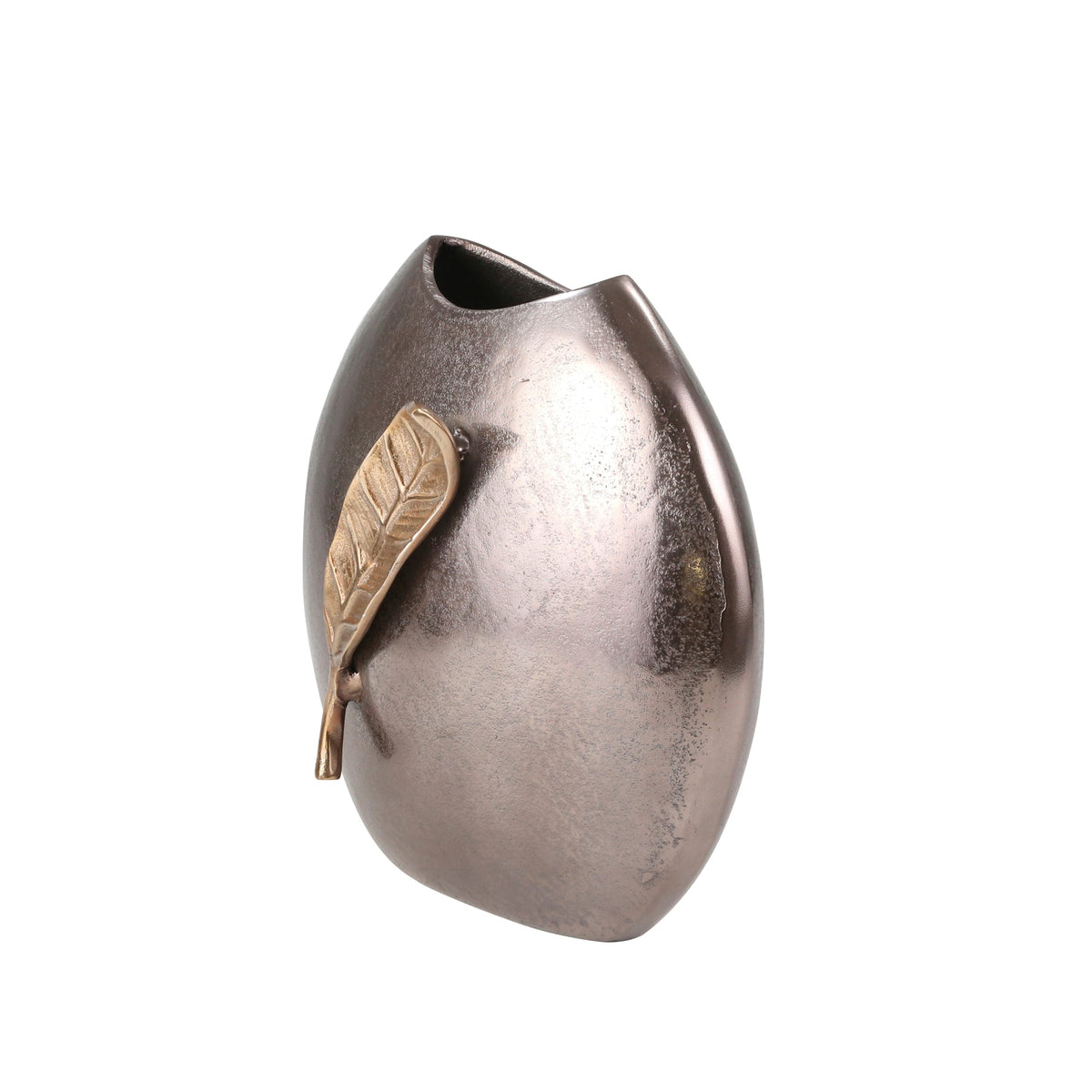 ALUMINUM 14" ROUND VASE W/ GOLD LEAF, BRONZE Vases and Jars| Sagebrook Home