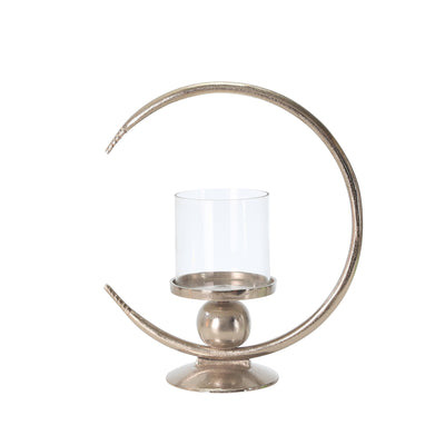ALUMINUM 17" RING CANDLE HOLDER, SILVER - Al Rugaib Furniture