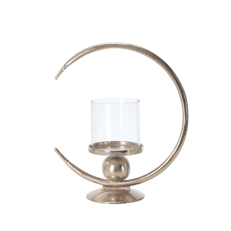 ALUMINUM 17" RING CANDLE HOLDER, SILVER - Al Rugaib Furniture