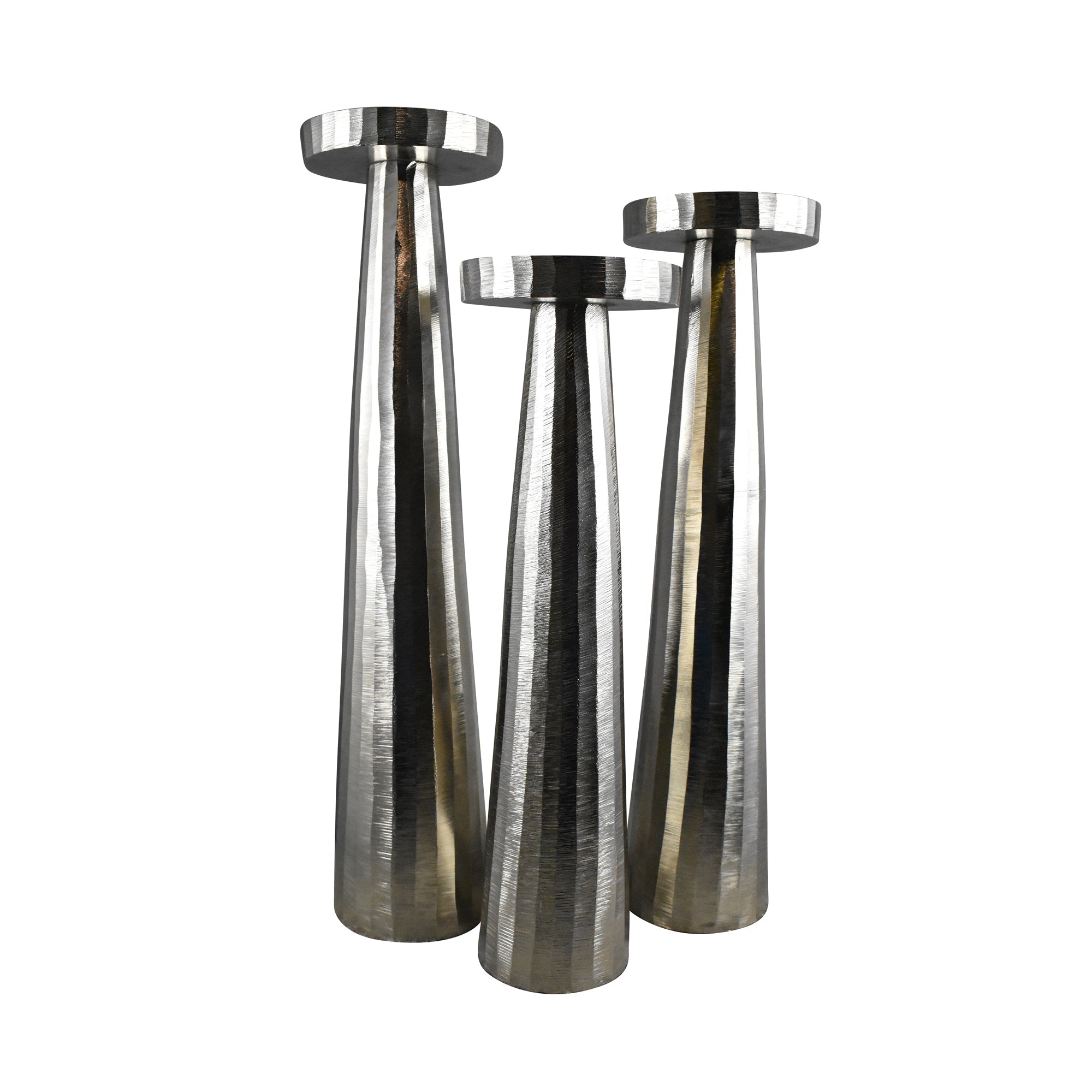 ALUMINUM 21" PILLAR HOLDER, SILVER Candle Holders| Sagebrook Home