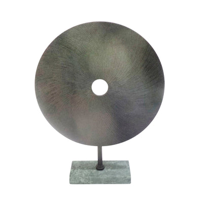 ALUMINUM BLACK DISK ON GREEN BASE, 18" - Al Rugaib Furniture