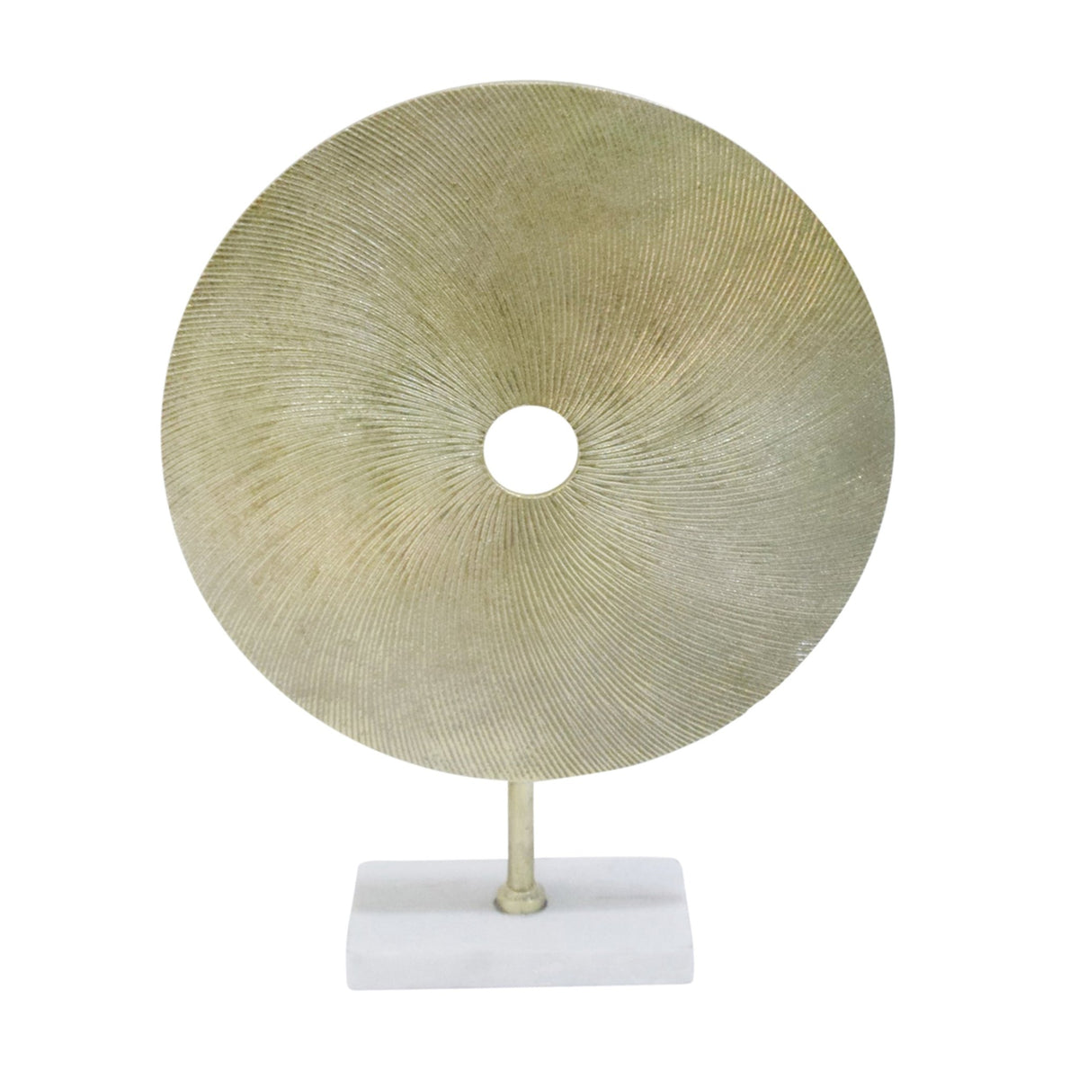 ALUMINUM GOLD DISK ON WHITE BASE, 21" Table Decors| Sagebrook Home