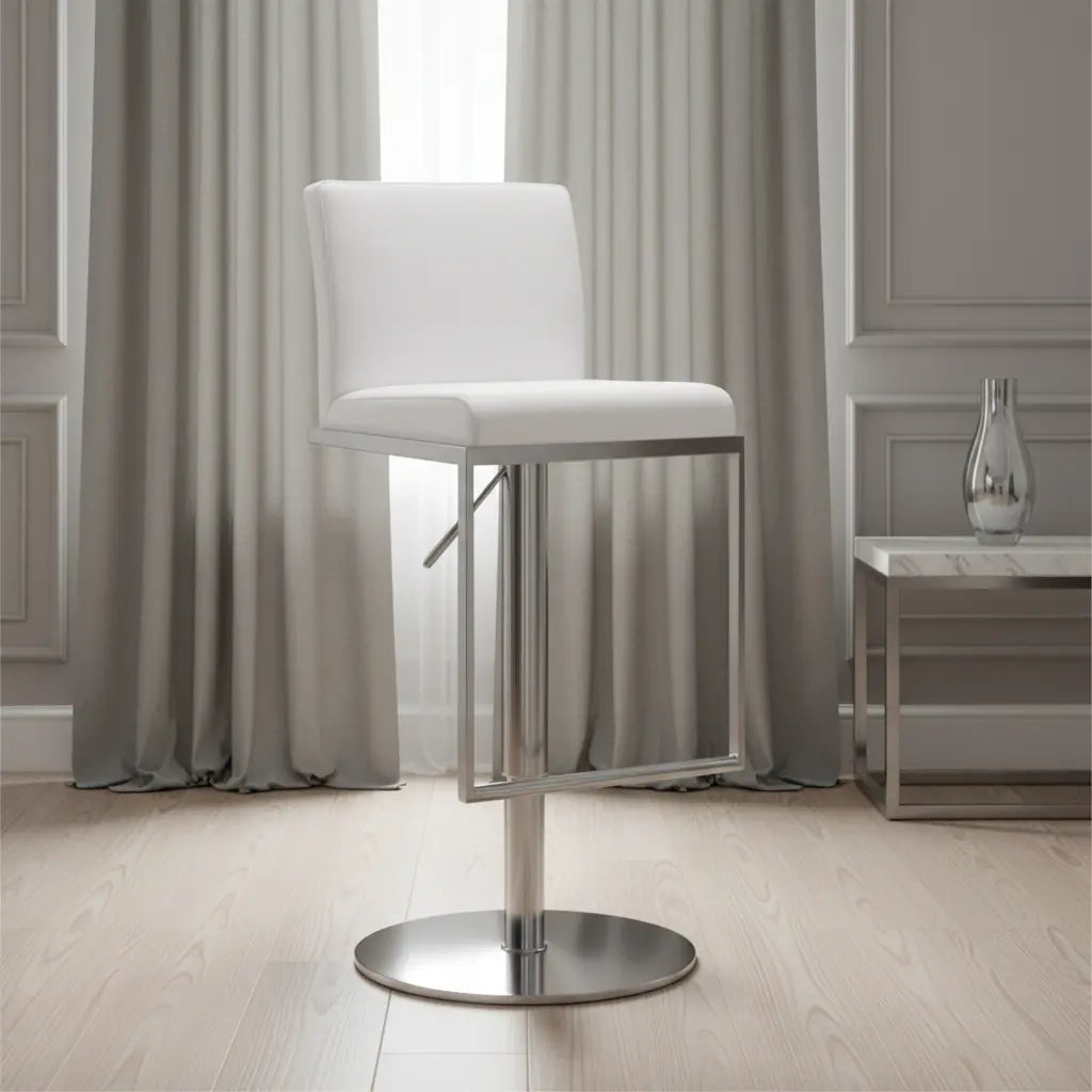 Amalfi White Steel Adjustable Barstool TOV