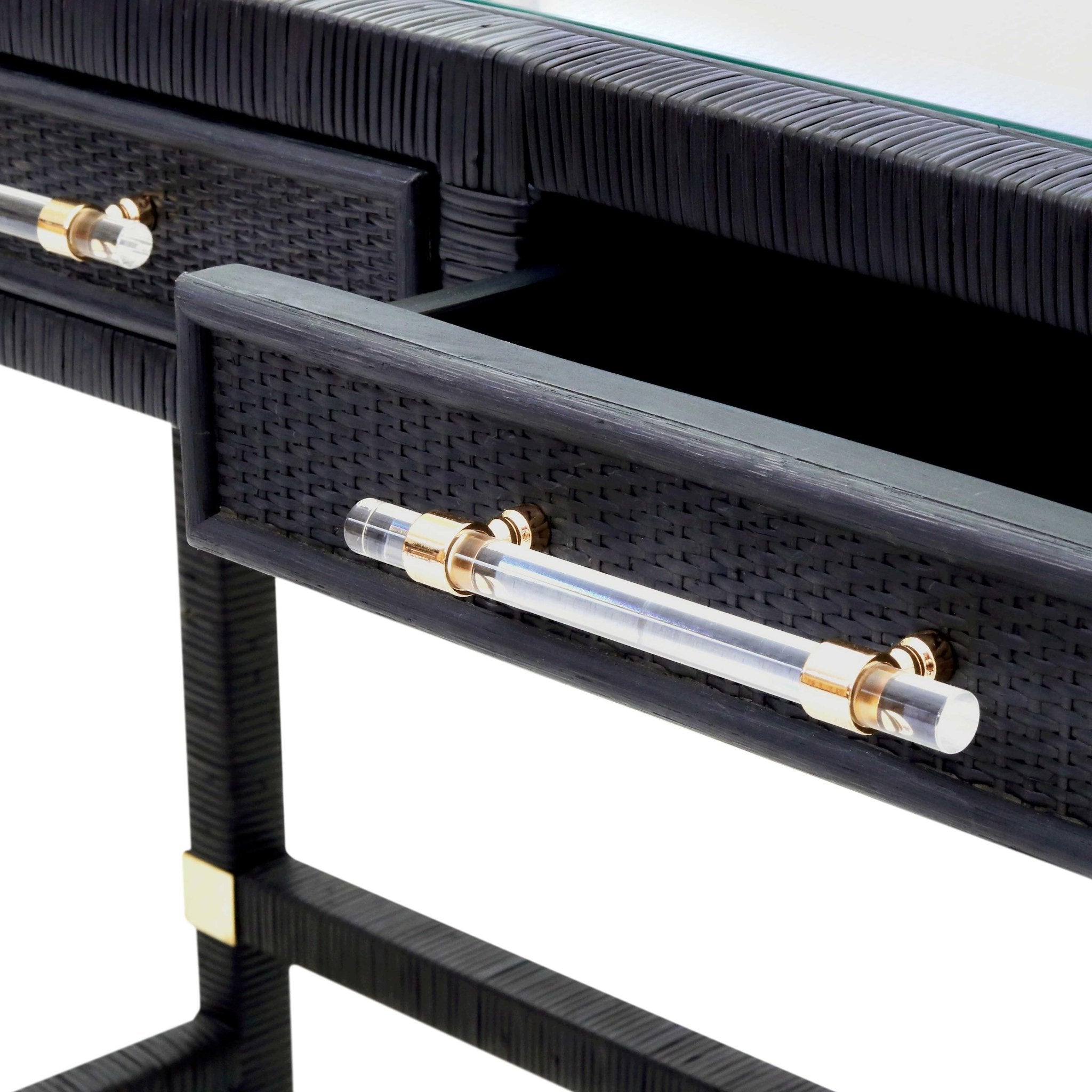 Amara Charcoal Rattan Desk Office Desks| TOV