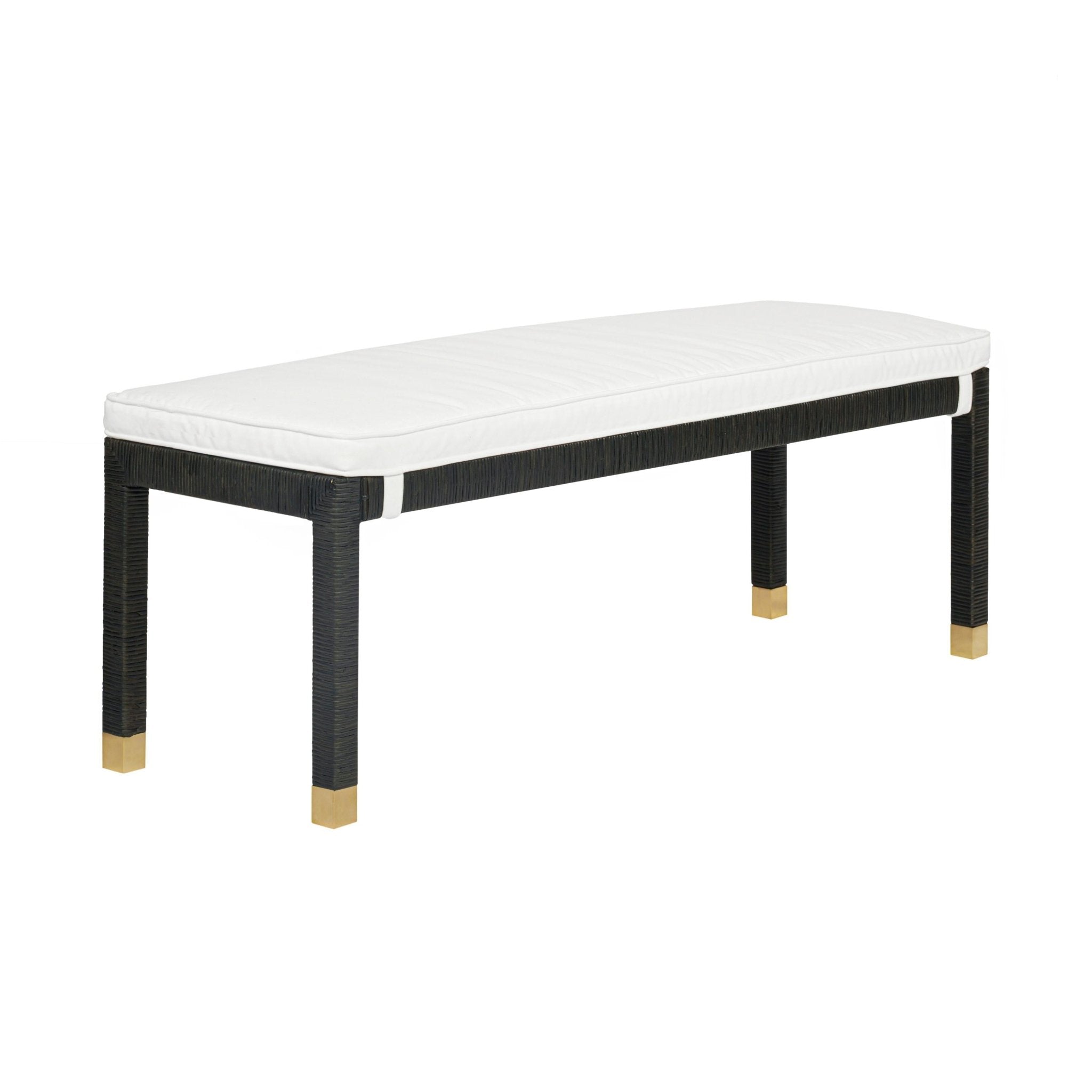 Amara Charcoal Woven Rattan Performance Fabric Bench Benches| TOV