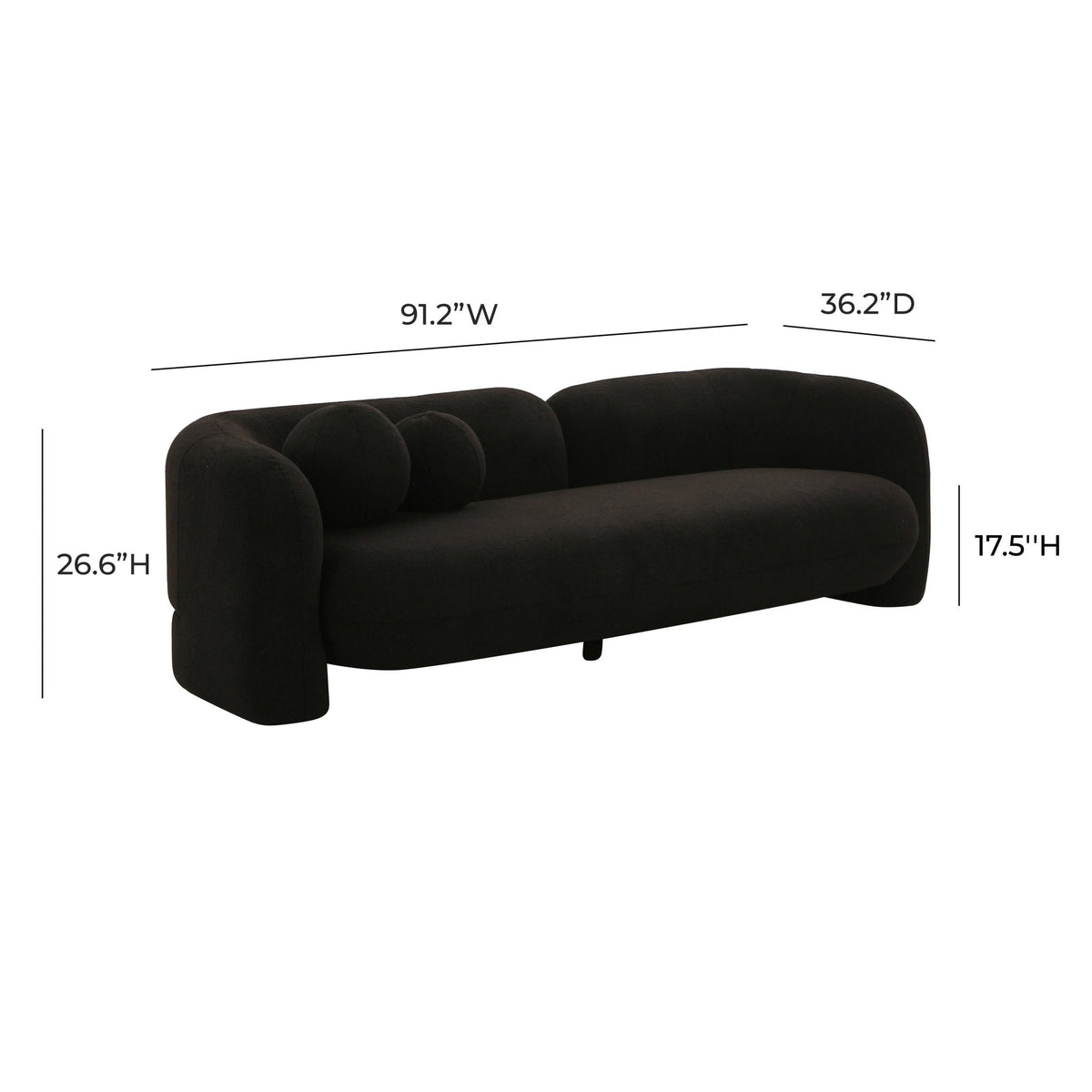 Amelie Black Faux Fur Sofa Sofas & Loveseats| TOV
