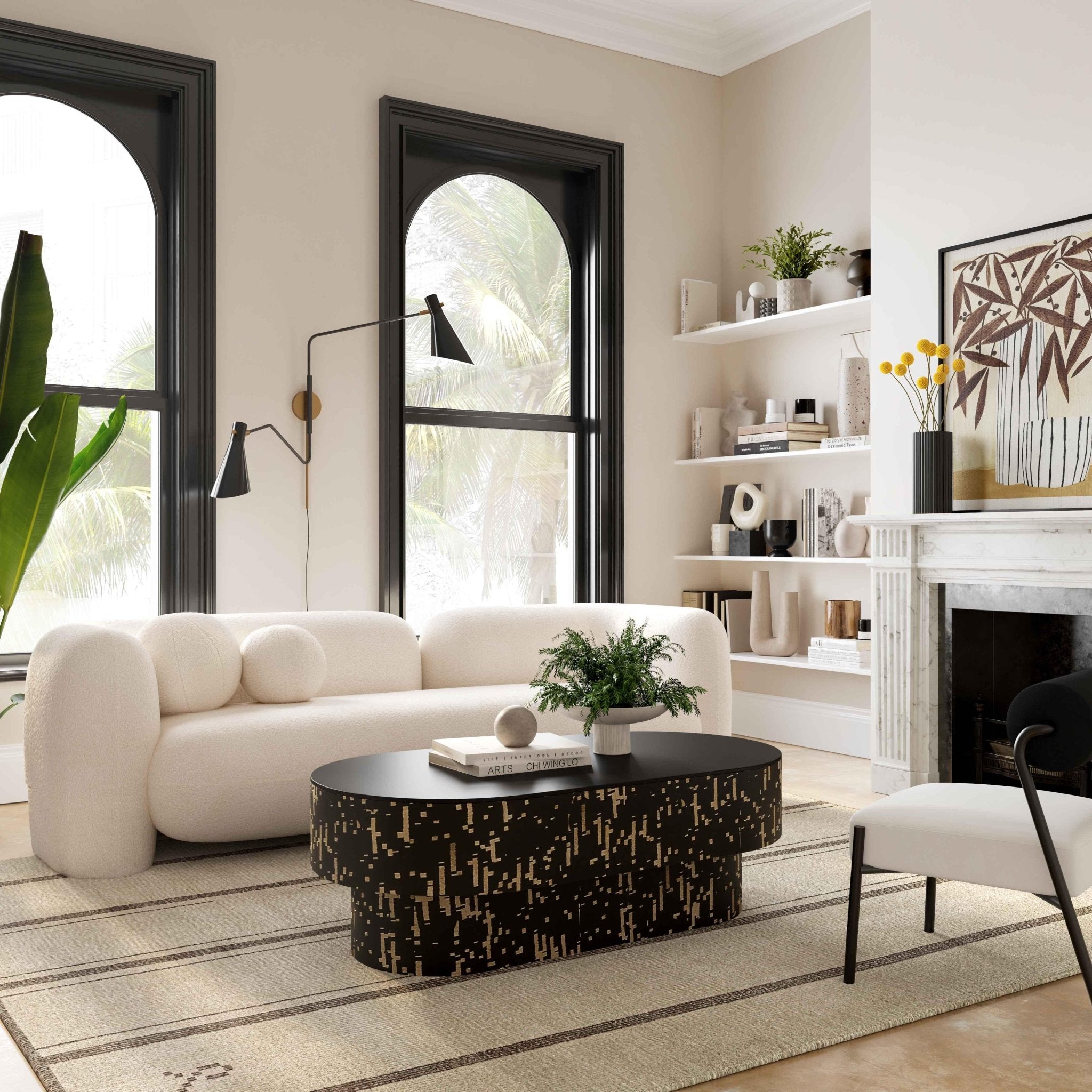 Amelie Cream Faux Fur Sofa Sofas & Loveseats| TOV