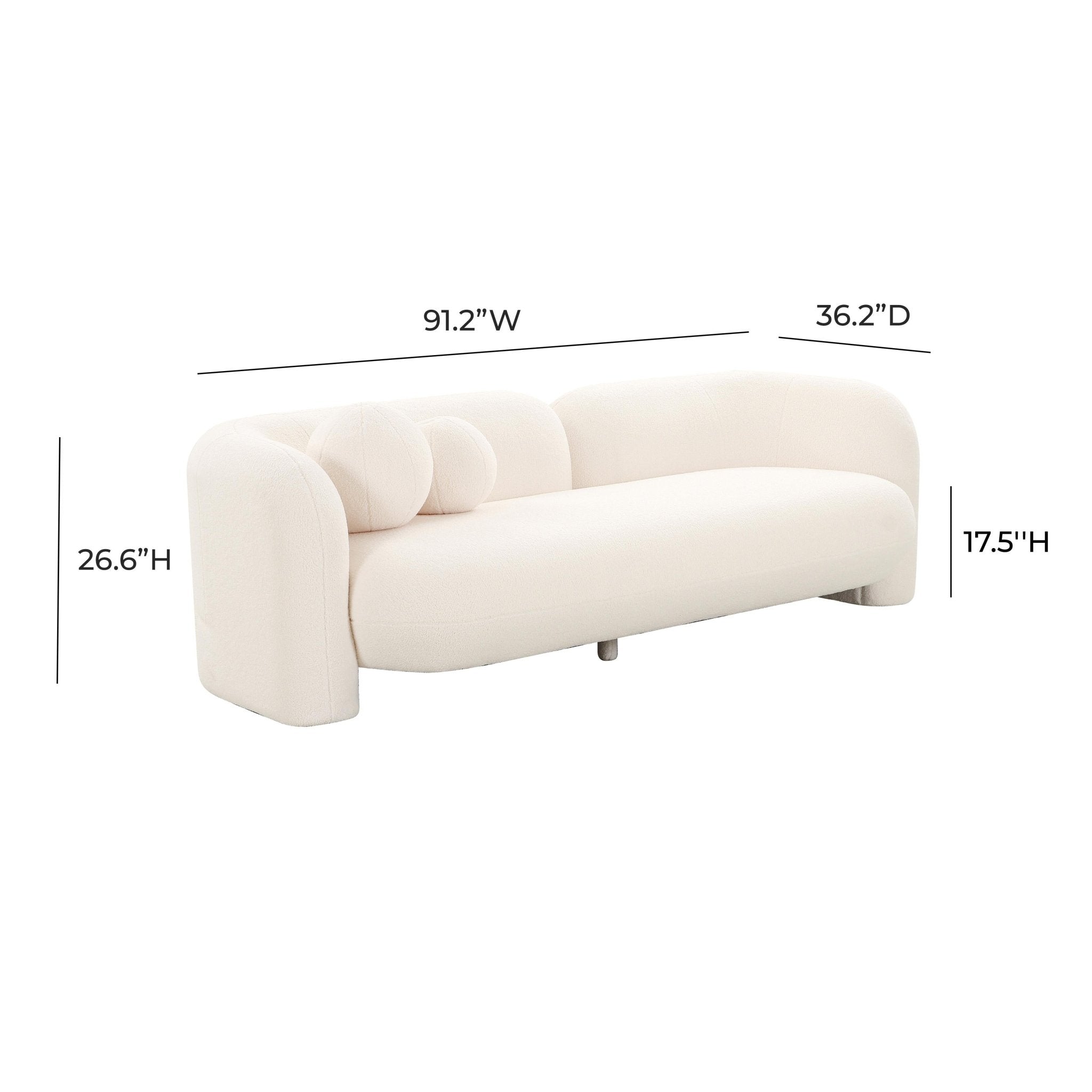 Amelie Cream Faux Fur Sofa Sofas & Loveseats| TOV