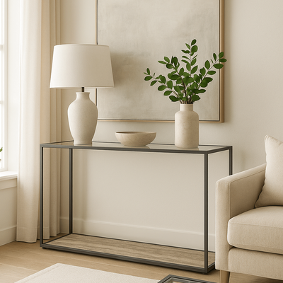 Amerah CONSOLE TABLE - White Arabescato Gold Finish - Al Rugaib Furniture