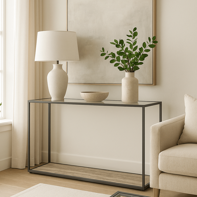 Amerah CONSOLE TABLE - White Arabescato Gold Finish - Al Rugaib Furniture