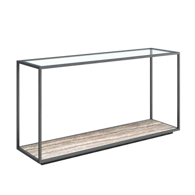 Amerah CONSOLE TABLE - White Arabescato Gold Finish - Al Rugaib Furniture