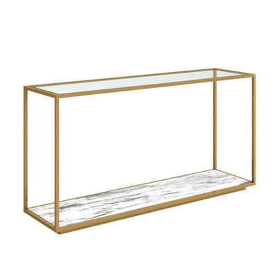 Amerah CONSOLE TABLE - White Arabescato Gold Finish - Al Rugaib Furniture