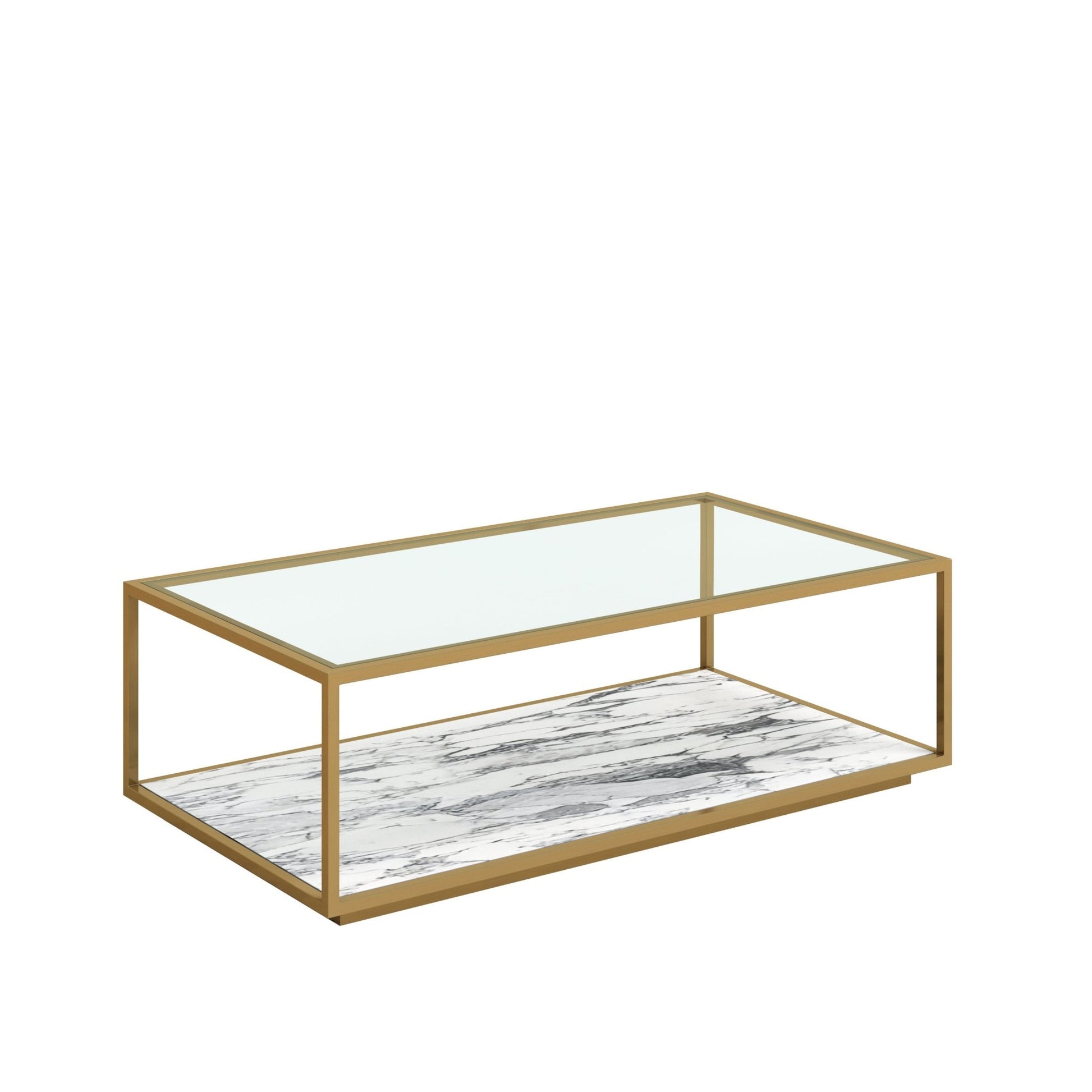 Amerah COFFEE TABLE - White Arabescato Gold Finish Coffee Tables| AlRugaib Furniture