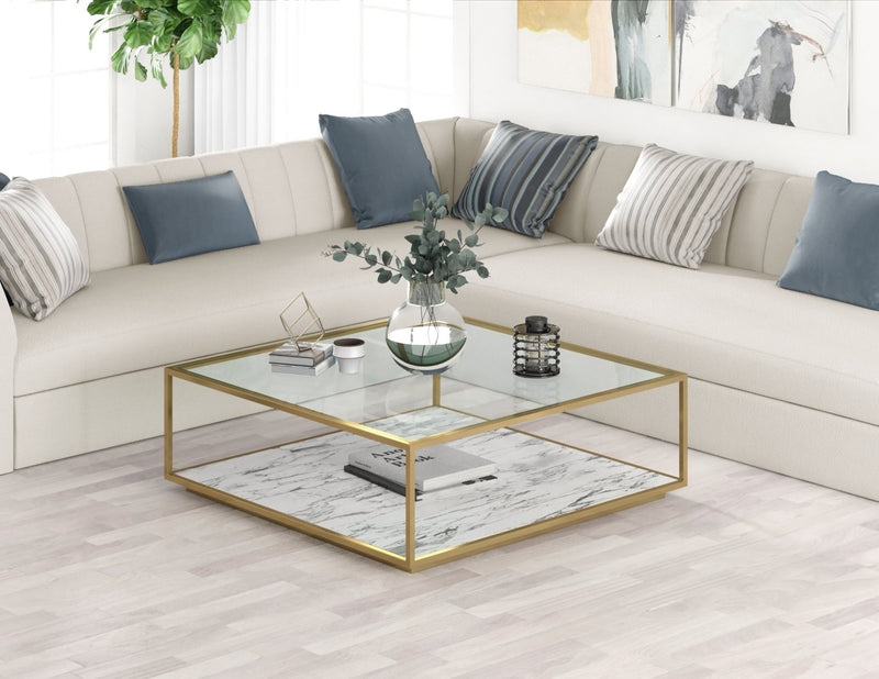 Amerah REC COFFEE TABLE - Gray Travertine Grey Finish - Al Rugaib Furniture