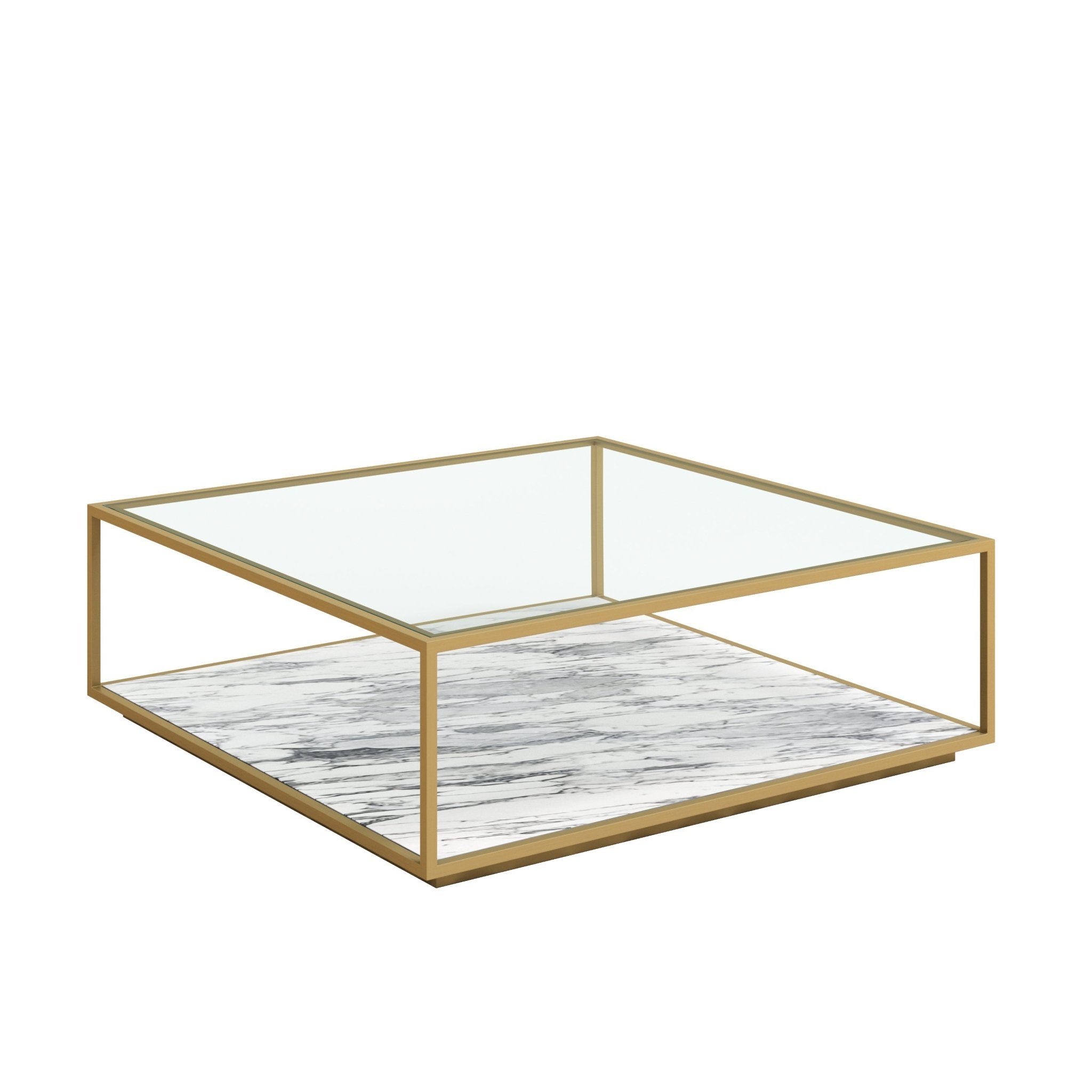 Amerah COFFEE TABLE - White Arabescato Gold Finish Coffee Tables| AlRugaib Furniture