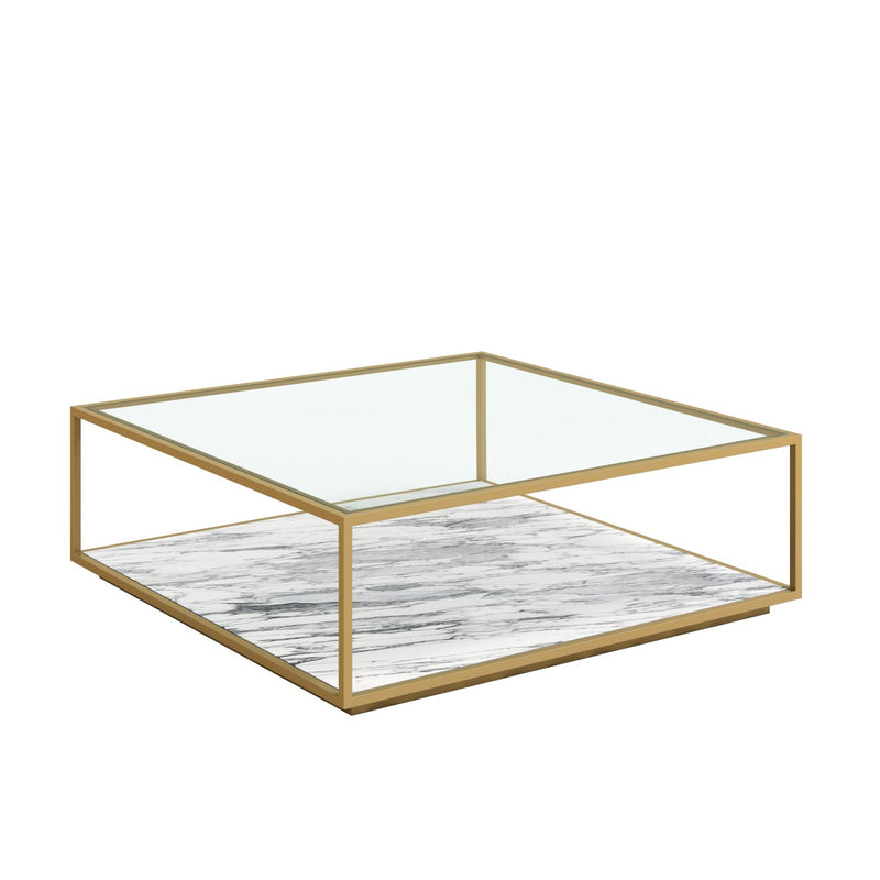 Amerah REC COFFEE TABLE - Gray Travertine Grey Finish - Al Rugaib Furniture