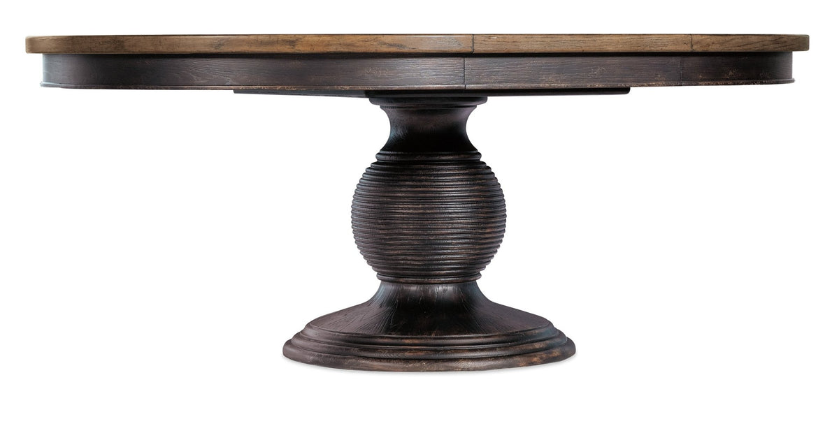 Americana Round Pedestal Dining Table with 1-22in Leaf Dining Tables| Hooker