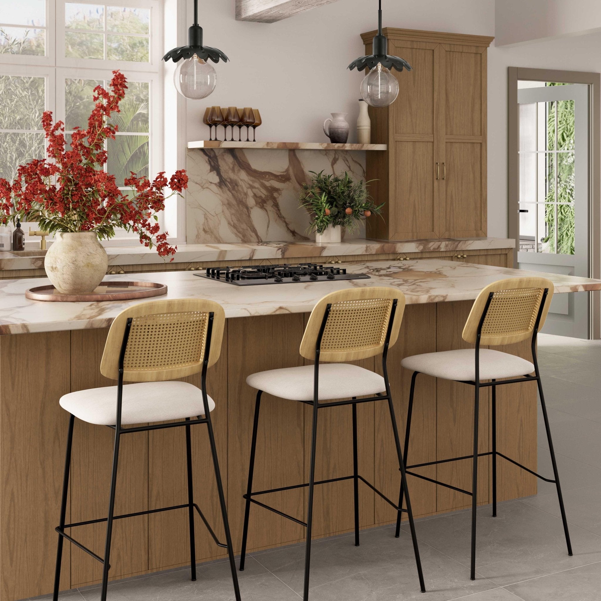 Anais Natural Rattan Counter Stool Stools| TOV