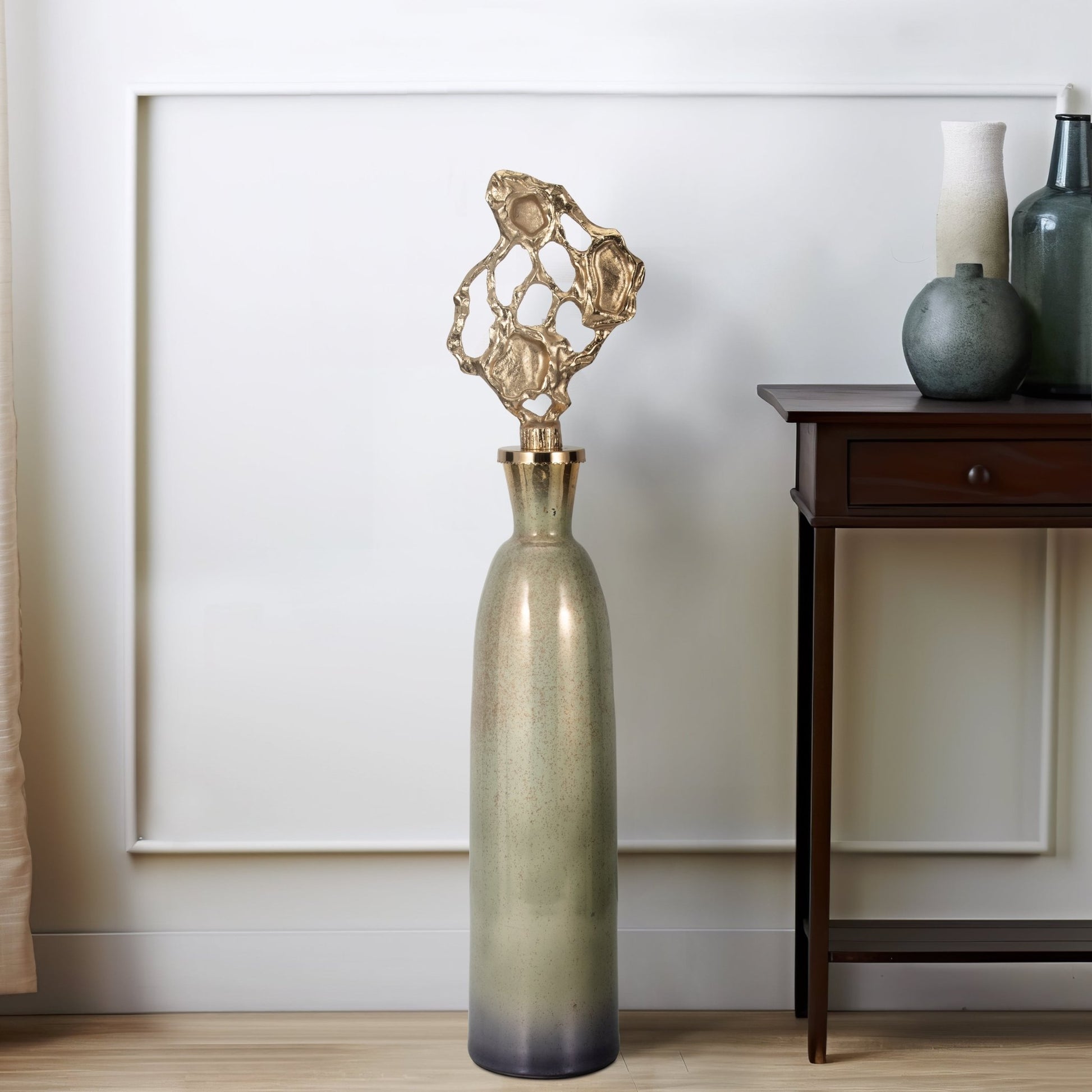 Anders Gold Small Floor Bottle Vases and Jars| Sagebrook Home