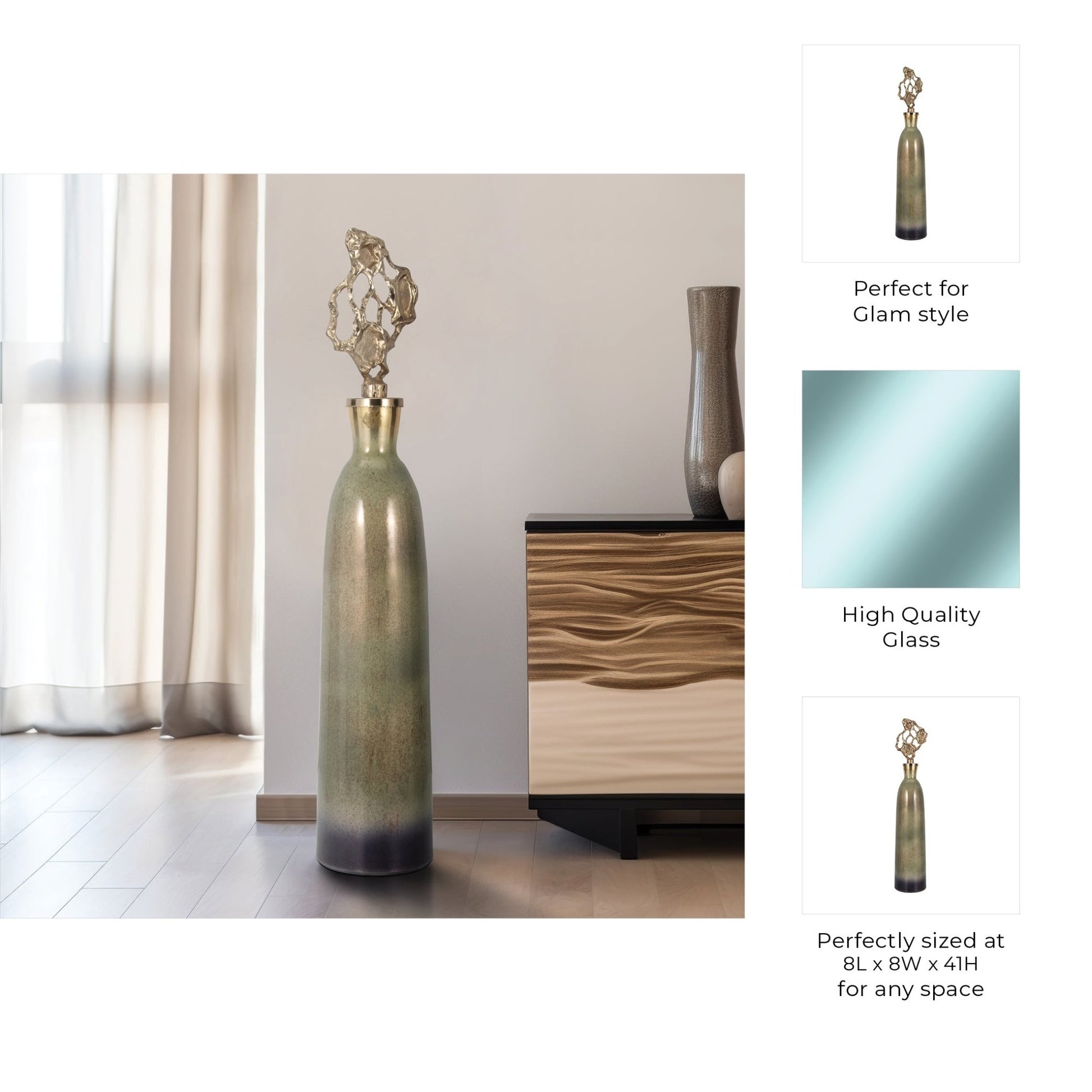 Anders Gold Small Floor Bottle Vases and Jars| Sagebrook Home