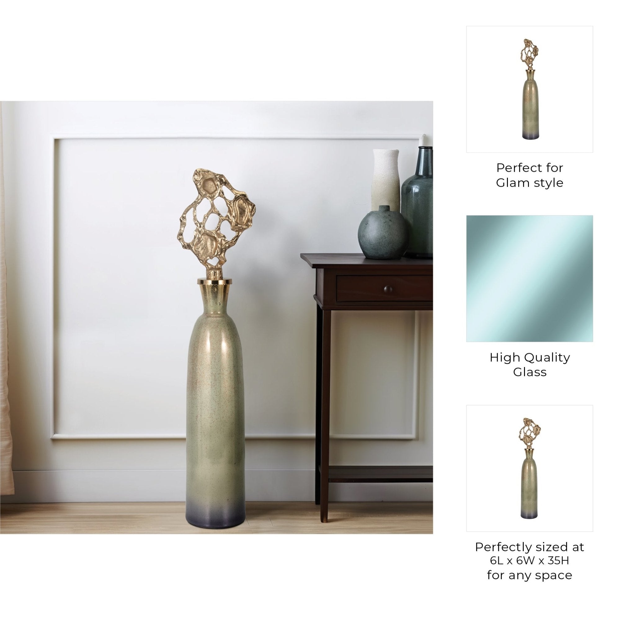 Anders Gold Small Floor Bottle Vases and Jars| Sagebrook Home