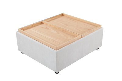 Anees Beige natual oak COFFEE TABLE/OTTOMAN(WITH STORAGE) - Al Rugaib Furniture
