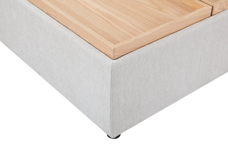 Anees Beige natual oak COFFEE TABLE/OTTOMAN(WITH STORAGE) - Al Rugaib Furniture