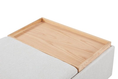 Anees Beige natual oak COFFEE TABLE/OTTOMAN(WITH STORAGE) - Al Rugaib Furniture