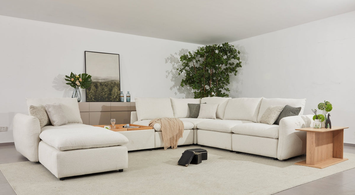 Anees Beige natual oak COFFEE TABLE/OTTOMAN(WITH STORAGE) - Al Rugaib Furniture