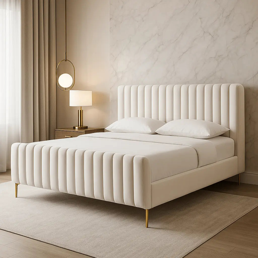 Angela Cream Bed in King Beds| TOV
