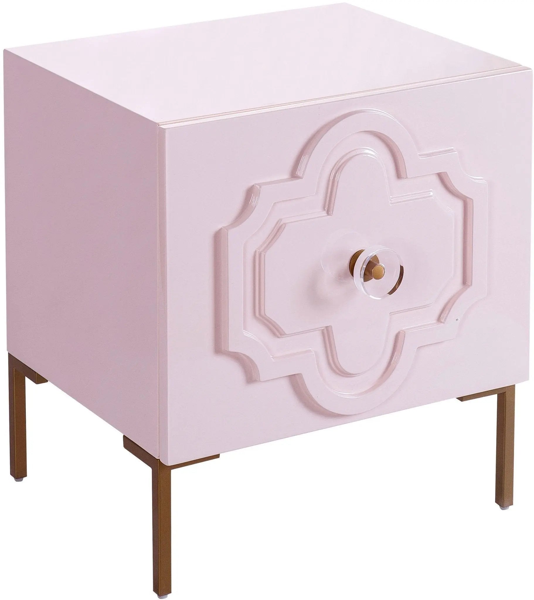 Anna Pink Lacquer Side Table Accent & End Tables| TOV